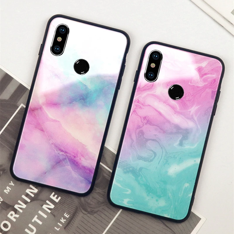 

For Xiaomi Mi A3 A1 A2 Lite mi5x mi 6x Case Luxury Marble Glass Hard back Cover For Xiaomi Mi 5x 6x a3 Lite Colorful Phone caseS