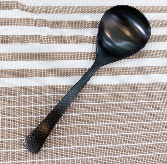 Full Hammered Black Tableware 304 Stainless Steel Luxury Cutlery Set Steak Knife Teaspoons Forks for Home Kitchen Utensils Soup Ladle