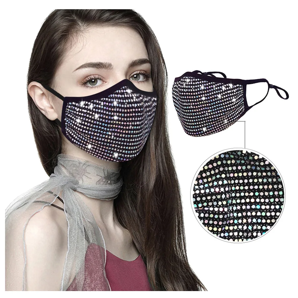 Personality Trendy Shiny Rhinestone Face Mask For Female Vintage Mouth Popular Party Nightclub Jewelry Gift Mascarilla | Аксессуары для