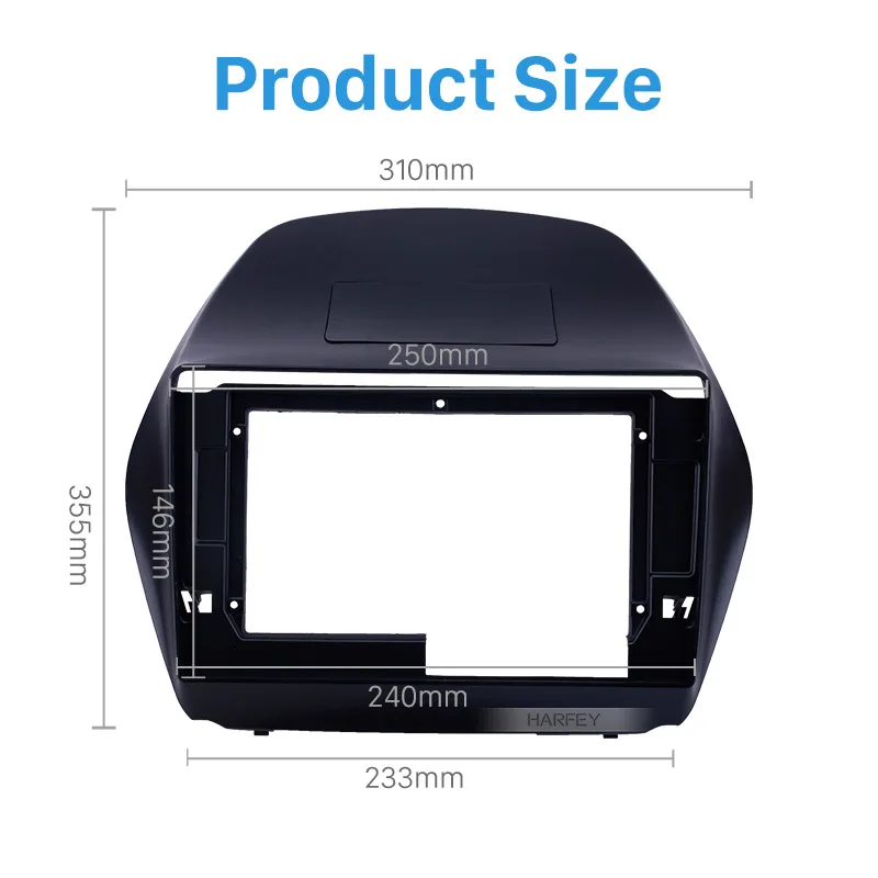 Harfey панель приборной панели автомобиля двойной Din панель отделка рамы установочные комплекты 10,1 дюймов для 2010 hyundai Tucson ix35
