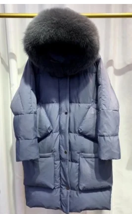 BLUE Парка женская куртка Женское зимнее пальто женская теплая парка с четырьмя карманами Женская куртка длинное пальто парка - Цвет: BLUE