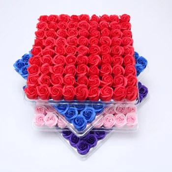 

81pcs/Lot Rose Soap Flower Head Three-Layer No Base Roses Simulation Fake Flowers Head Eternal Flower Artificial Decorations