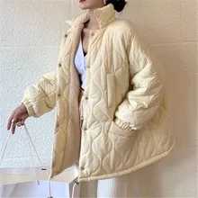 Women Cotton Clothes Coat 2022 Korean Loose Drawstring Parka Jacket Winter Female Ropa Casual Warm Outwear Mulheres Casacos