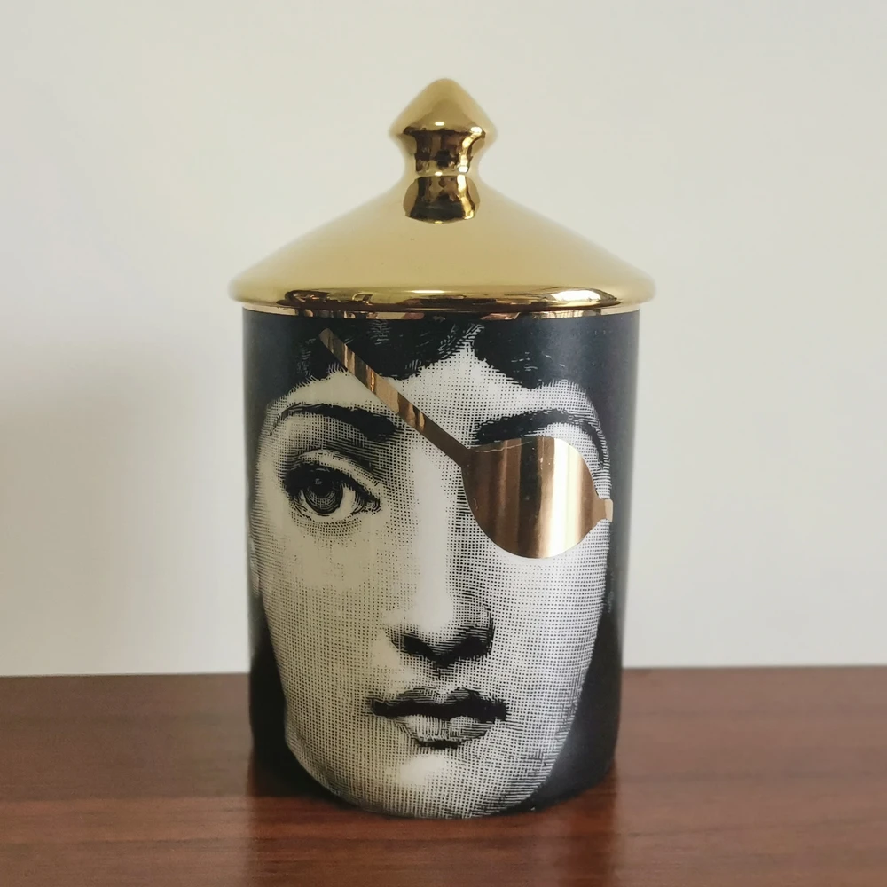 Ретро Золотая версия Fornasetti подсвечник Керамическая свеча подсвечник Lina лицо украшение баночки для хранения домашнего рабочего стола украшение