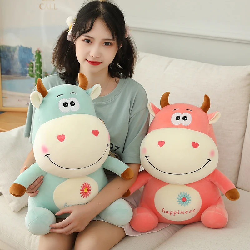 

50cm 2020 New Plush Cow Toy Cute Happy Cattle Plush Stuffed Animals Cattle Soft Doll Kids Toys Birthday Gift for Children