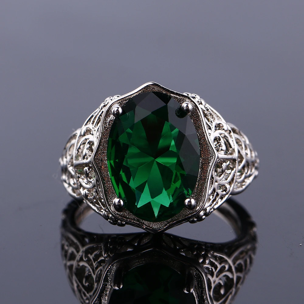 Luxury 925 Silver Big Topaz Gemstone Ring