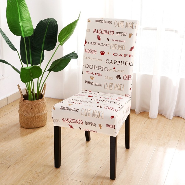 Series Chair Cover for Dining Room Banquet Hotel Kitchen Spandex Stretch Print Chair Covers Removable Washable Seat Decor