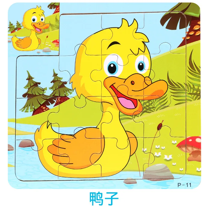 Wooden 3D Puzzle Jigsaw for Children Baby Cartoon Animal/Traffic Puzzles Educational Toy Kids Toy Wood Puzzle Small Size 11*11CM 15