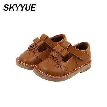 

Spring Kids Tassel Shoes Children Brand Brogue Shoes Baby Girls Black Leather Flats Toddler Sweet Shoes Soft Mary Jane 2020 New