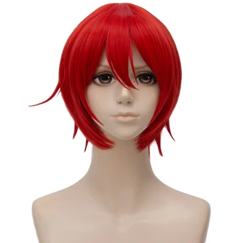 

VICWIG Red Synthetic Wigs for Women/Men Halloween Cosplay Short Wig With Bangs