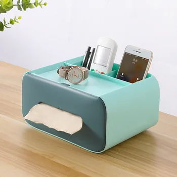 

Contrast Color Double-layer Grid Storage Desktop Bathroom Tissue Box At Home with Remote Control Debris Rack Candy Drawer Box