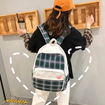 

Korean-style Fashion Canvas Backpack Simple Pattern Schoolbag College Style Large-capacity Backpack