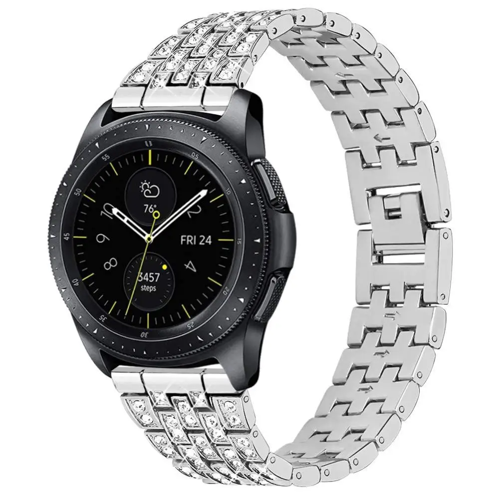 Ювелирный браслет 18/20/22 мм Для Samsung Gear S3 S2 / huawei часы GT Алмазный хрустальный ремешок Запасной ремень из нержавеющей стали Для Samsung Galaxy Watch 46/ 42мм/ AMAZFIT GTR 42мм/47мм Аксессуары для часов
