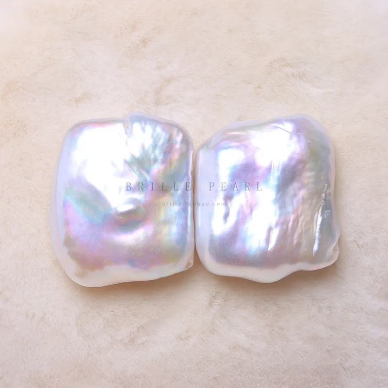 AAAAA Квадратные бусины из натурального пресноводного жемчуга пара белых ярких