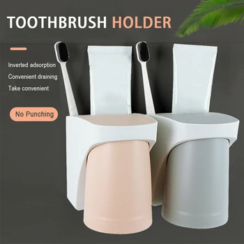

Cup Storage Wall Mounted Toothbrush Holder Solid Magnetic Adsorption Home Hotel OCT998
