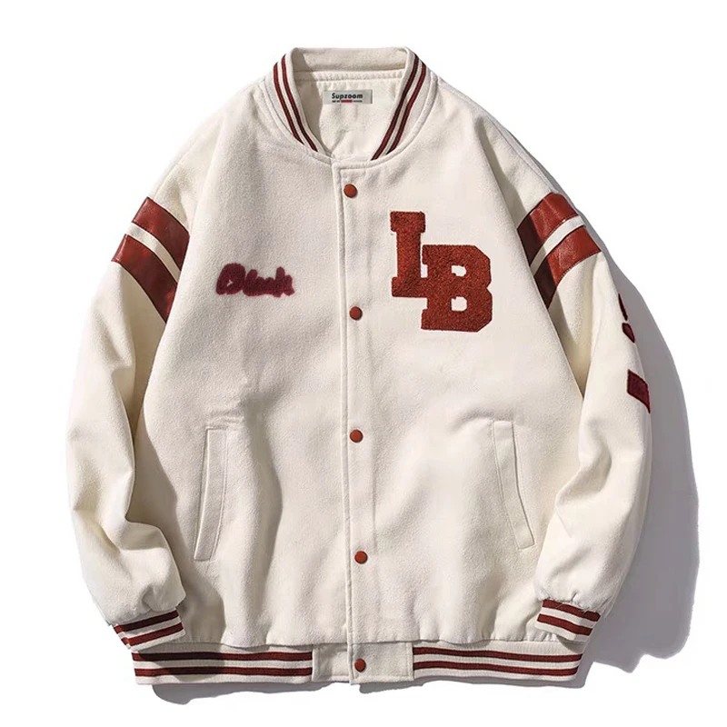 DFTGBKNL05 Vintage Hiphop College Jackets Mens Embroidery Color Jacket  Women Baseball Coats