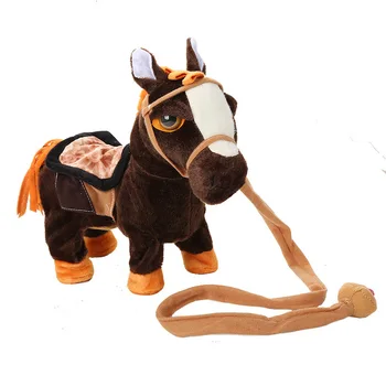 

Motor-driven Lint Toys Pony Meeting Singing And Dancing Simulation Horse Rope Walk Electronics Horse Machine Horse