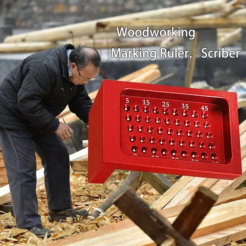 

2Pcs Aluminium Alloy T-Square Hole Measuring Ruler,High Precision Hole Scribing Gaugemarking Ruler, Woodworking Scriber T-Type