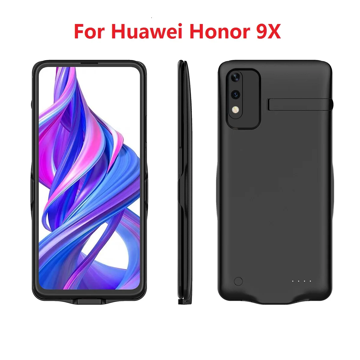 Для huawei Honor 9X Батарея Зарядное устройство чехол 6500 мАч расширенное резервирование портативное зарядное устройство QI чехол для huawei Honor 9X Pro Чехол с откидной подставкой - Цвет: Honor 9X Black