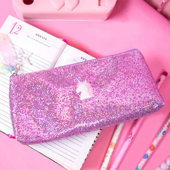 

Creative Unicorn Pencil Case Super Shiny PU Pencils Bags High Quality Stationery Pouch Office School Supplies