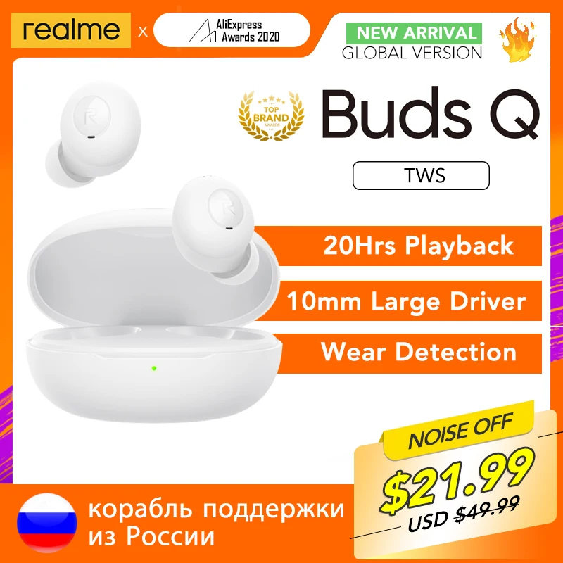 Realme бутоны Q наушники вкладыши TWS с Ture Беспроводной Bluetooth 5 0 мгновенное