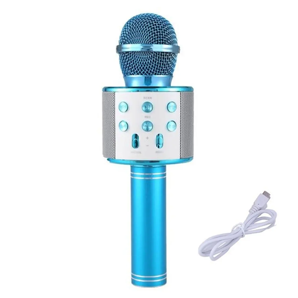 Blue WS858 беспроводной Bluetooth микрофон профессиональная Колонка для караоке Consender WS858 ручной микрофон Радио Студия запись Mic - Цвет: Blue