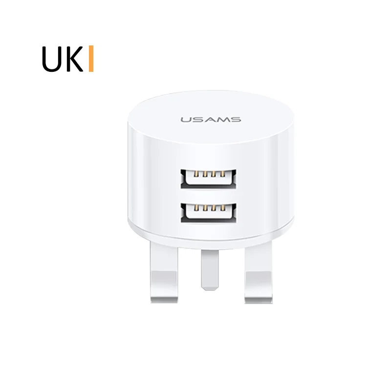 USAMS 5 в 2.1A двойное USB зарядное устройство для iPhone iPad US/EU/UK быстрое зарядное устройство для samsung Xiaomi Mini круглое дорожное зарядное устройство для телефона - Тип штекера: UK White