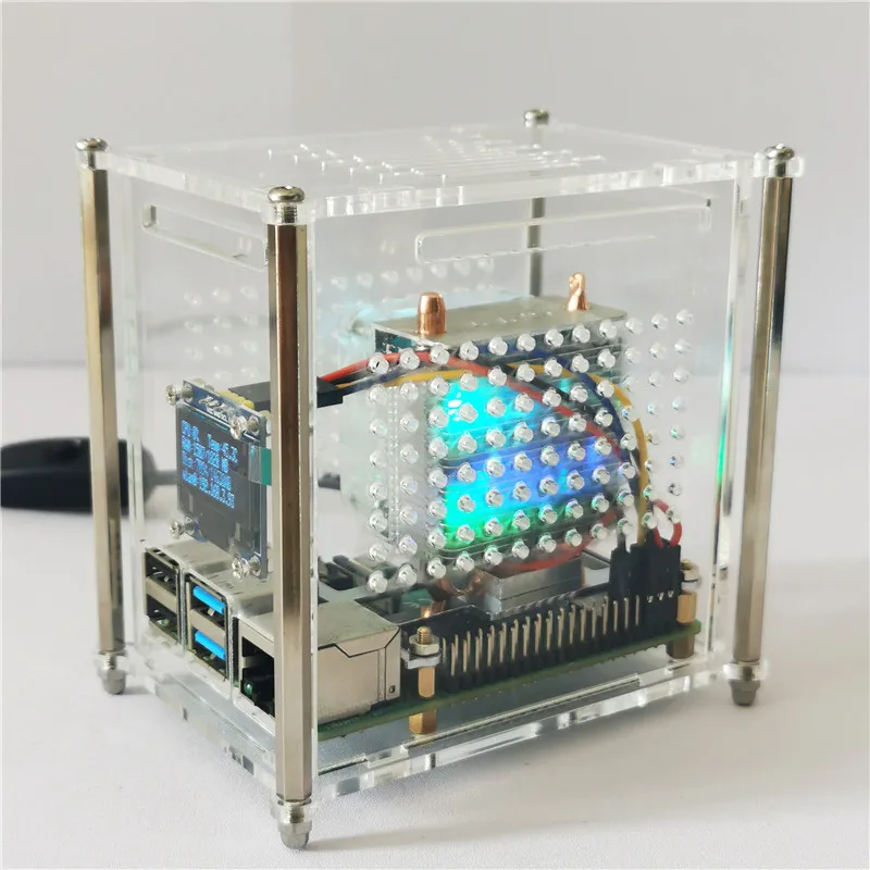 Raspberry pi Modelo b Torre de Gelo Rgb Ventilador de Refrigeração Tubo de Cobre Refrigerador com Acrílico Transparente Case Acessórios p/ quadro de demonstração - Imagem 3
