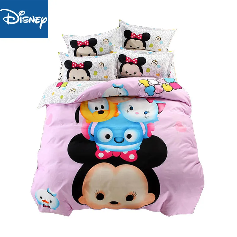 

Disney Mickey Mouse Kids Bed Bedding Sets Cartoon Girls Duvet Cover set 3/4pc Bedclothes Pillowcase Sheet Children Bed Linen Set