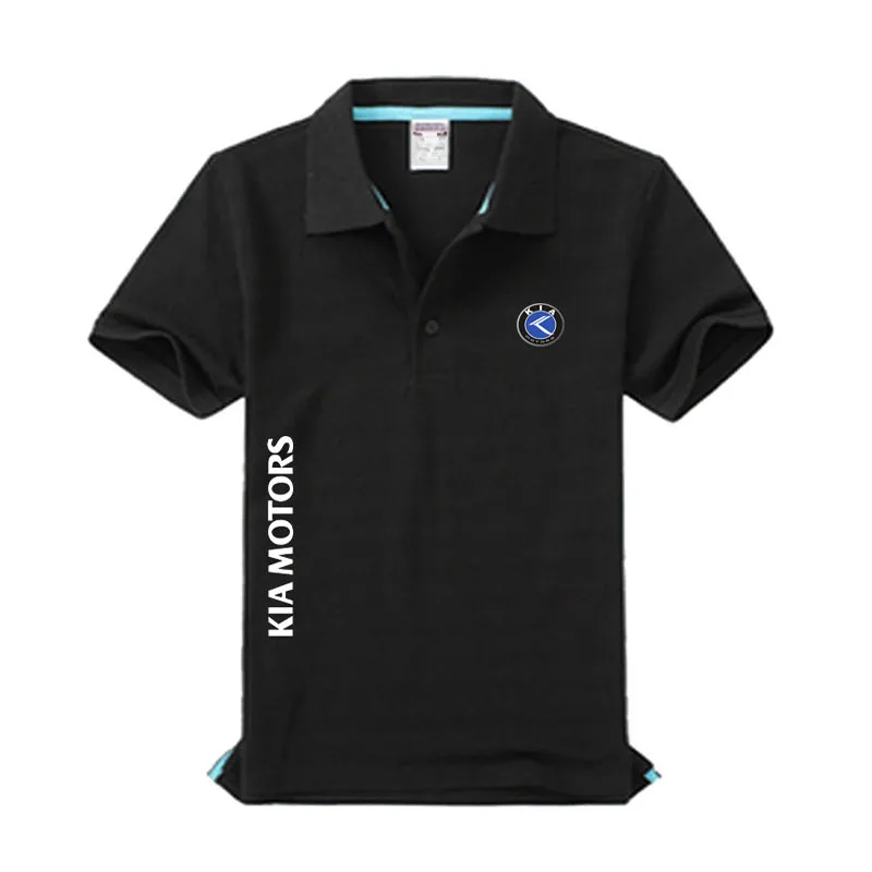 Высокое качество логотип Kia Polo рубашка брендовая одежда мужские модные повседневные рубашки поло - Цвет: Черный