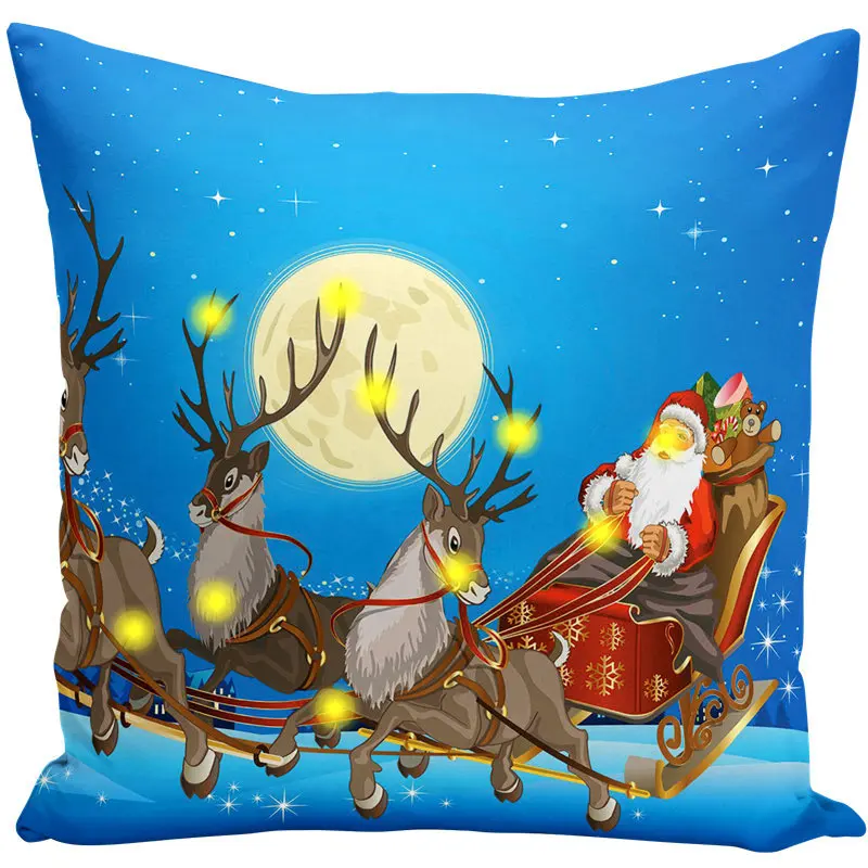 Рождественский светодиодный фонарь, наволочка, супер мягкие плюшевые квадратные подушки для дома, светящаяся декоративная наволочка 45 см X 45 см - Цвет: 9