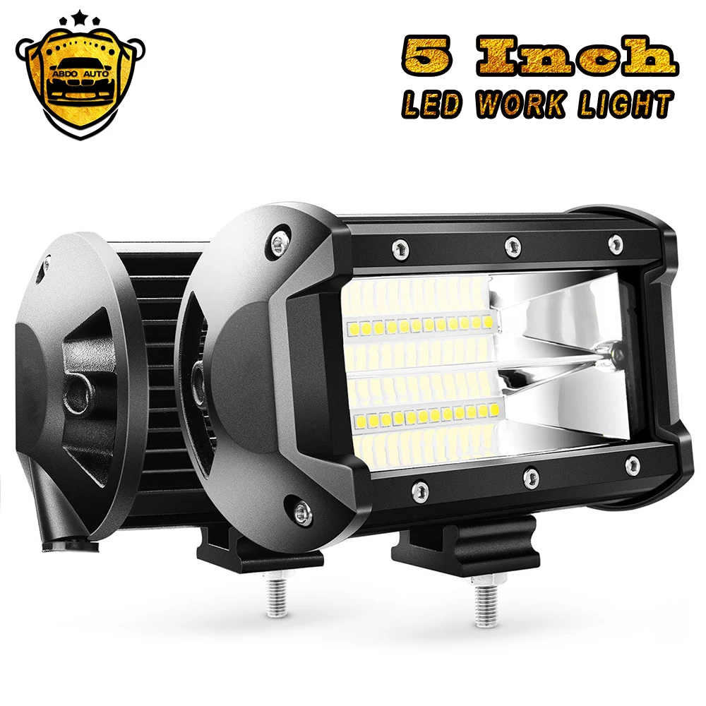 

2PCS 5Inch 72W Double Row Spot Flood Bar 10800Lumens Driving Fog Led Off Road 12V Lights for Trucks Jeep ATV UTV SUV Boat Marine