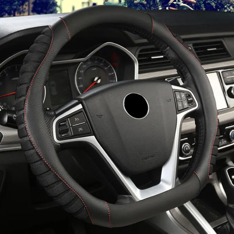 D-образная крышка рулевого колеса автомобиля Нескользящая искусственная кожа+ шелк льда для POLO GOLF 7 Scirocco Suzuki Swift Nissan Rogue высокого качества