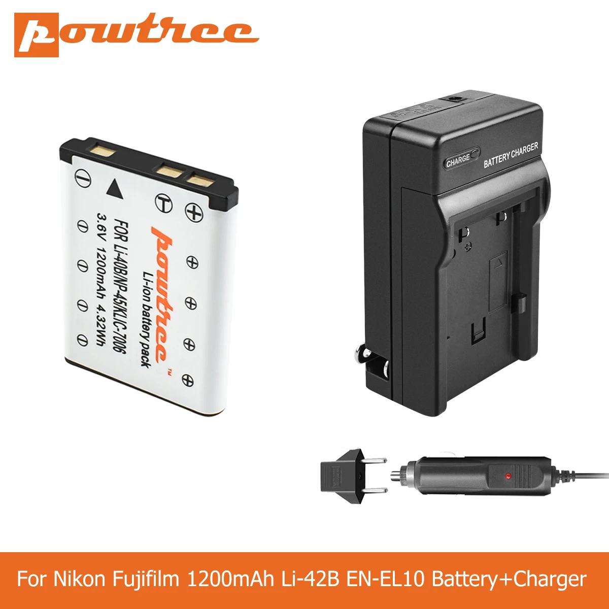 POWTREE 1.2Ah Li 40B NP45 42B EN EL10 RU ENEL10 цифровой Камера Батарея + Зарядное устройство для