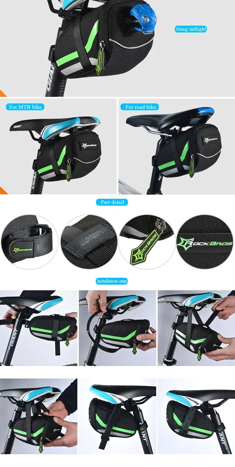 Flash Deal Rockbros Bike Bag Waterproof Mountain Road Bicycle Bag Reflective Cycling Saddle Back Seat Bag Accessories Bisiklet Aksesuar 35