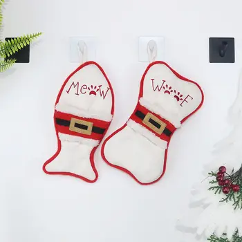 

Fish/Bone Design Christmas Stockings Plush Gift Holders Tableware Pockets Xmas Tree Fireplace HangingNon-Woven Decorations
