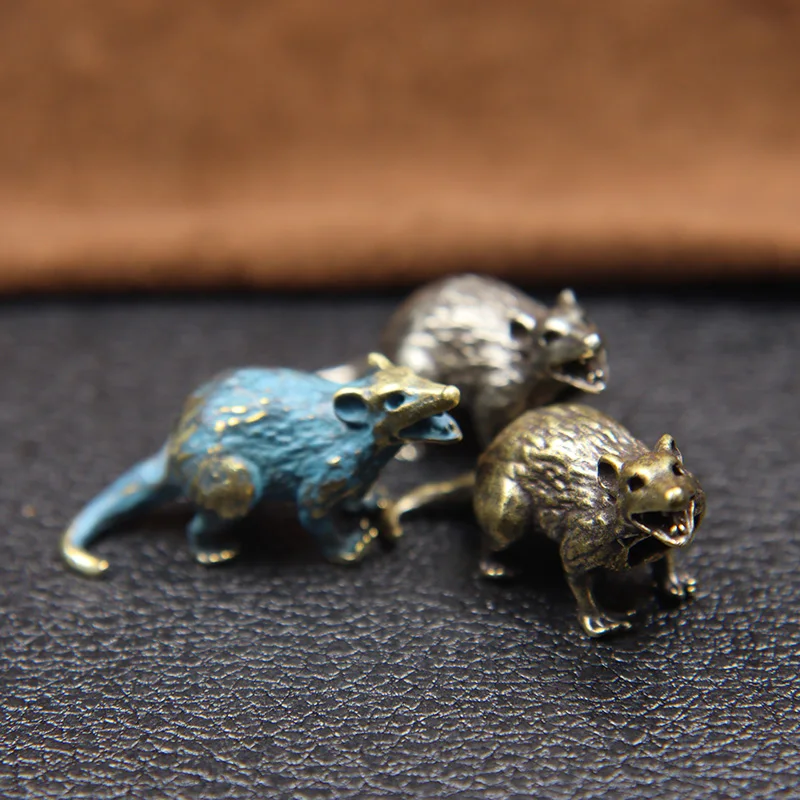 Zodiac Animal Rat Figurine Brass Knife Bead Flashlight Lanyard
