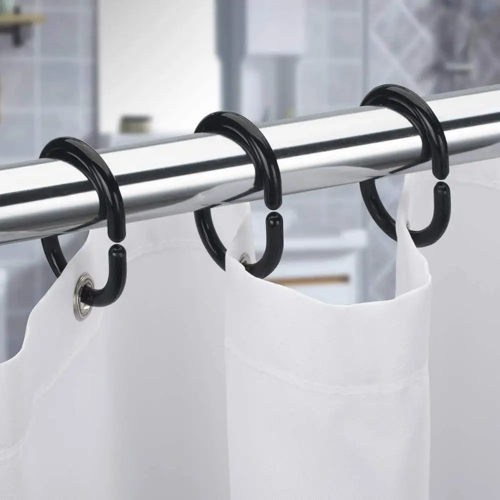 Shower Curtain Clips 12 Pcs New Curtain Poles Shower Rod Hook Hanger White Clips Use Drapery Color Bath Drape Plastic Clasp Loop Home
