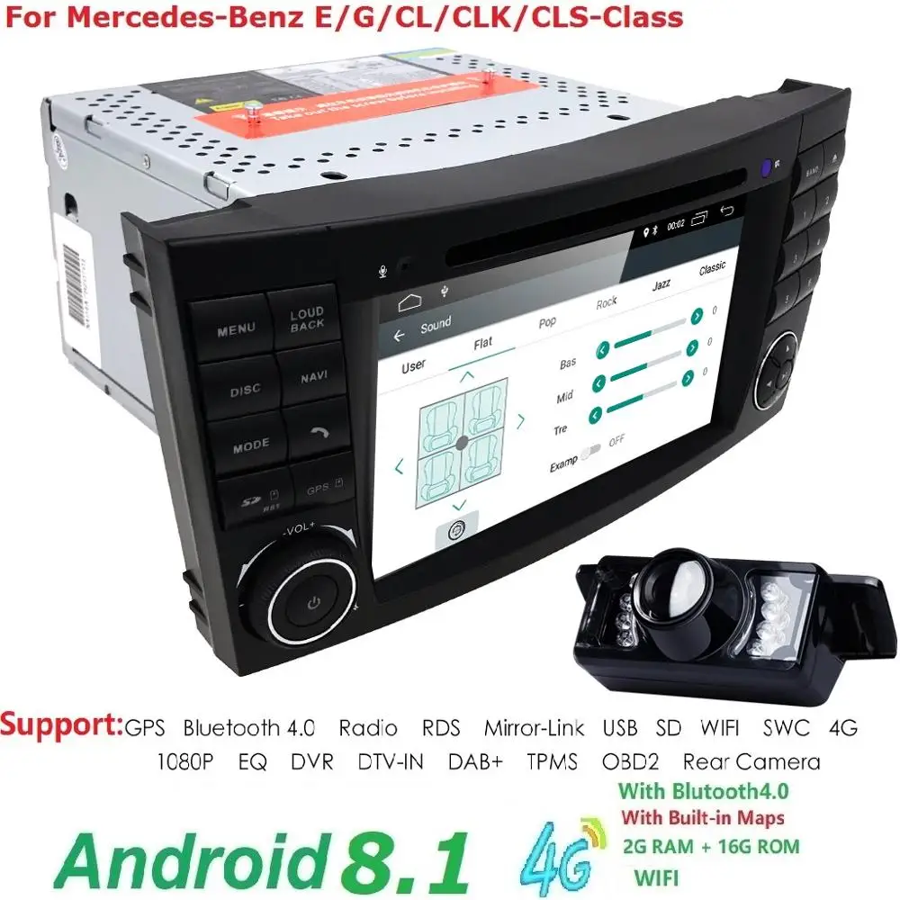 Top 2 din Android 8.1Car Radio CAR DVD Player For Mercedes W211 W219 W463 CLS350 CLS500 CLS55 E200 E220 E240 E270 E280 AudioStereo 2