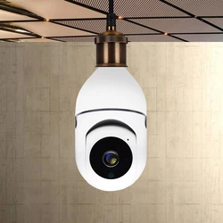 Lâmpada de luz panorâmica com rotação 360 p, wi fi, rastreamento automático, interface de lâmpada e27, ptz ip, visualização remota, controle de segurança