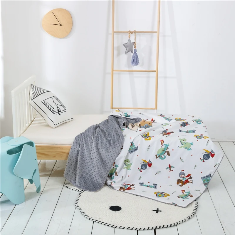 Baby Quilt Double Sided Blanket Fleece Kids Cartoon Blanket Towel Travel Office Sofa Bedspread Knee Blanket Soft Stroller Cover