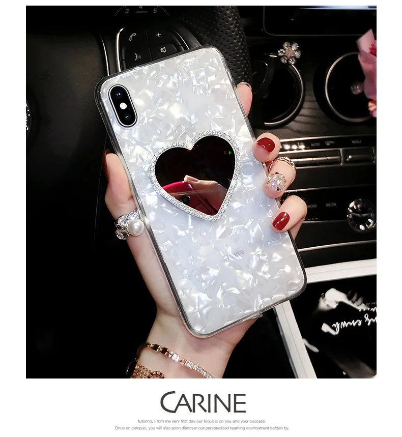 

For iPhone XR case Shiny Thick TPU Heavy duty protective case with love mirror Cover for iphone 6/6s/7/8plus/x/xs/xr/xs max