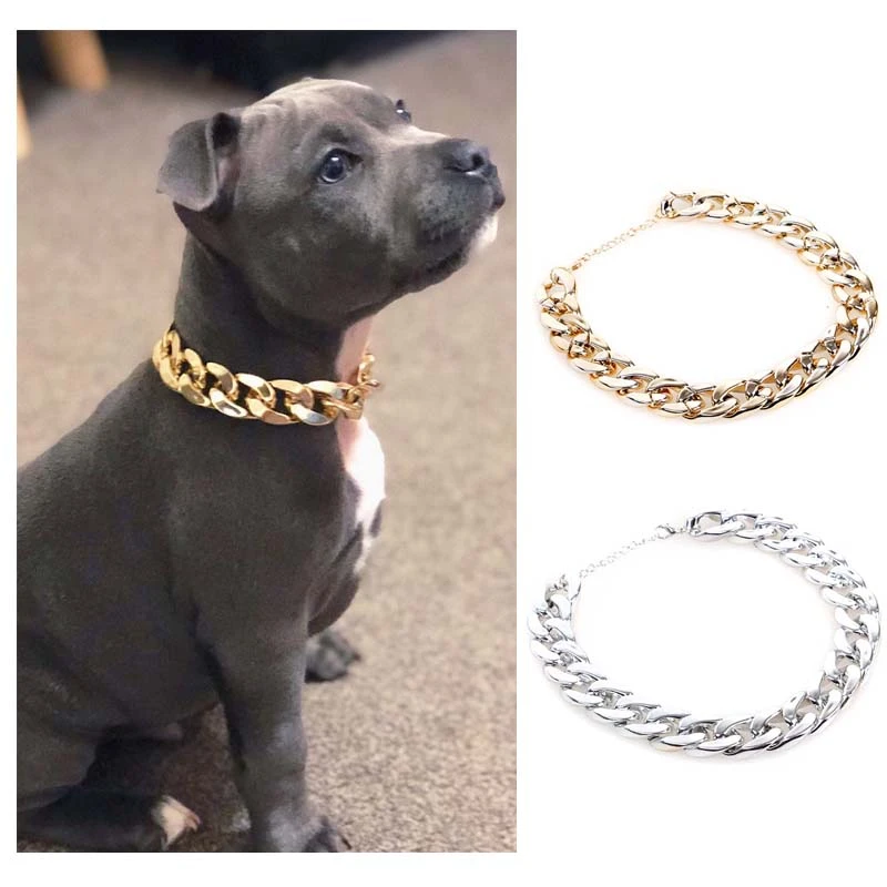 chapados en oro para perros, cadena de serpiente para perros grandes, accesorios joyería de moda, Collar de plástico Pitbull Pugs Pinch -