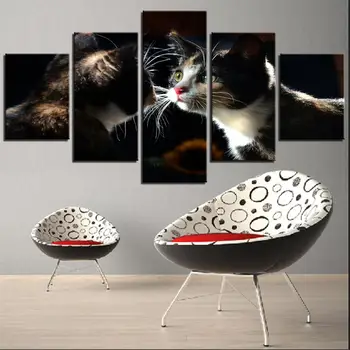

Wall Art Home Decor 5 Pieces Cats Canvas Print Paint Modern Animal Poster Pet Kittens Living Room Modular Pictures Frame Artwork
