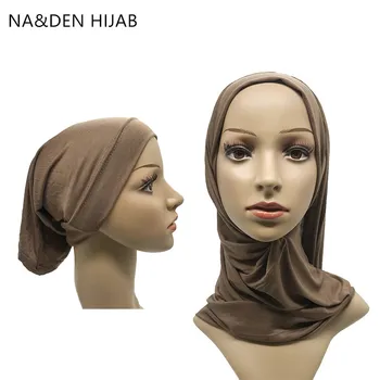 

8 set\lot Women Hijab Stretch Cap and Scarf's set Modal Bonnet Neck Cover Muslim Headscarf set Islamic inner Caps and hijab set