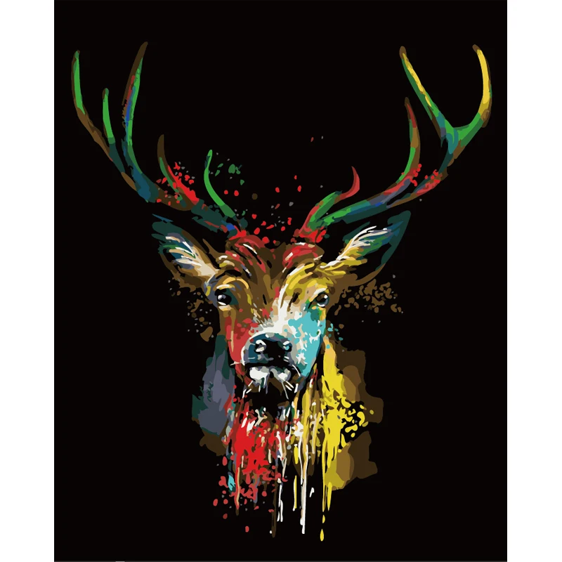 Dropshipping 60x75cm Painting By Numbers DIY Painted and deer Animal Wall Art Picture Acrylic For Wedding Decoration | Дом и сад