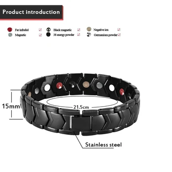 

New Fashion Titanium Bracelet Silver Health Magnetic Therapy Fatigue Bracelet Men and Women Hologram Energy Bracelet