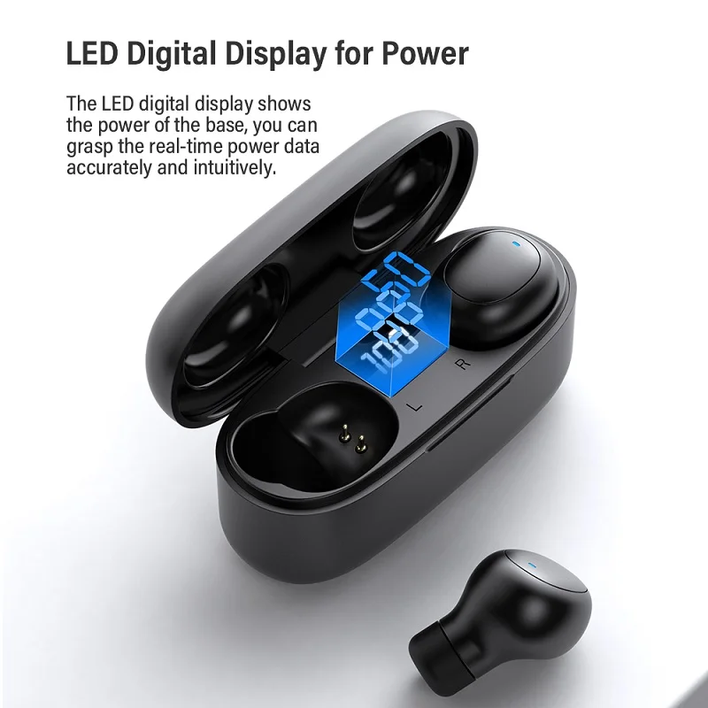 Мини Беспроводной наушники Bluetooth 5,0 светодиодный цифровой наушники-вкладыши TWS стерео наушники Handsfree вкладыши гарнитура для телефона