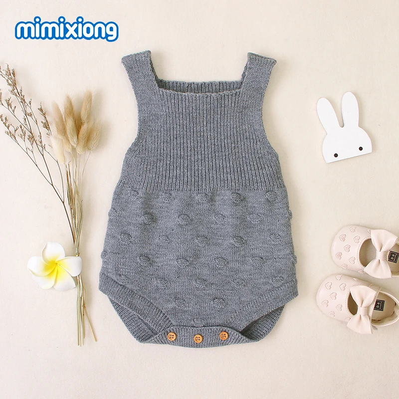 Baby Bodysuits Newborn Girls Body Tops Fashion Solid Color Knitted Infant Bebes Onesie Toddler Children Jumpsuits Clothes 0-24M