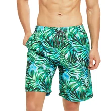 Зеленые мужские сексуальные пляжные шорты с принтом, мужские плавки, быстросохнущие купальные костюмы, пляжная одежда, пляжные купальные шорты 551